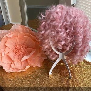 Curly Synthetic Pink Wig